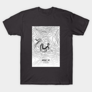 Mount K2 Topographic Map T-Shirt